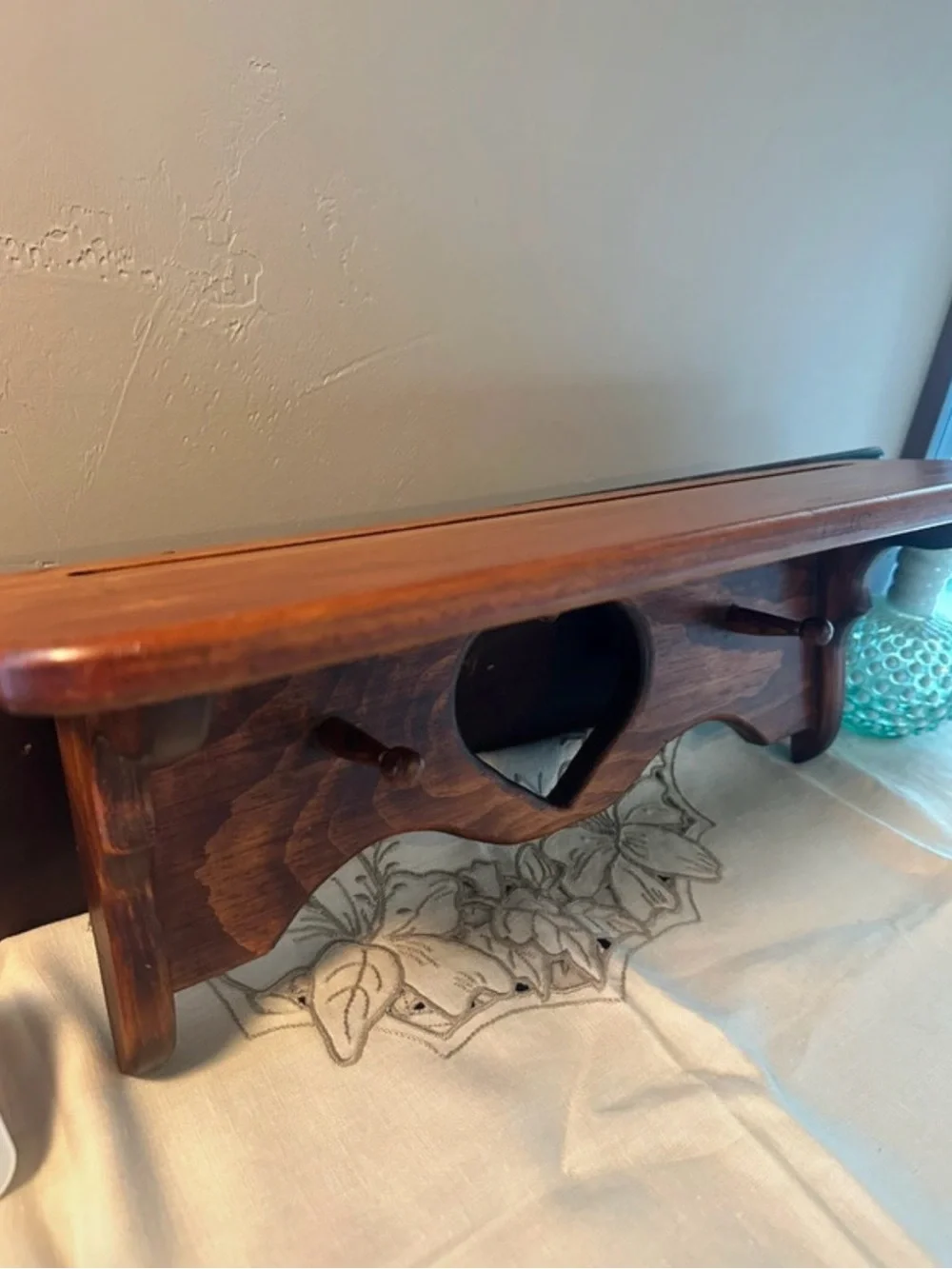 Rustic Heart Shelf in Dark Brown Wood
